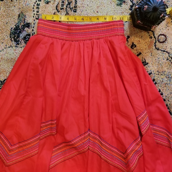 Red Mexican Traditional Square Dance Circle Skirt - Picture 5 of 6